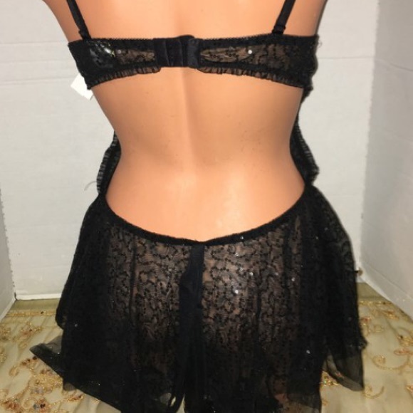 Cinema Marabou Negligee Nightie teddy Bustier Gown - Picture 6 of 10